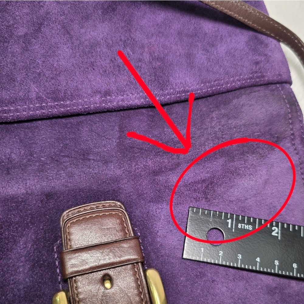 Coach Soho Purple Suede Leather Flap Shoulder Bag Buckle Gold Charm 42054 - Picture 13 of 16